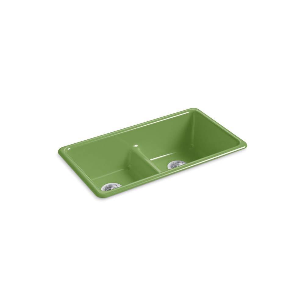 Kohler - Iron/Tones Smart Divide 33'' top-/undermount double-bowl kitchen sink - Fresh Green