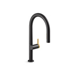Kohler - Components Touchless pull-down kitchen sink faucet with two-function sprayhead - Matte Black with Brushed Moderne Brass
