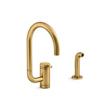 Kohler - Components Single-handle kitchen sink faucet with two-function extended-reach spout and side sprayer - Vibrant Brushed Moderne Brass