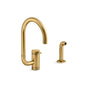 Kohler - Components Single-handle kitchen sink faucet with two-function extended-reach spout and side sprayer - Vibrant Brushed Moderne Brass