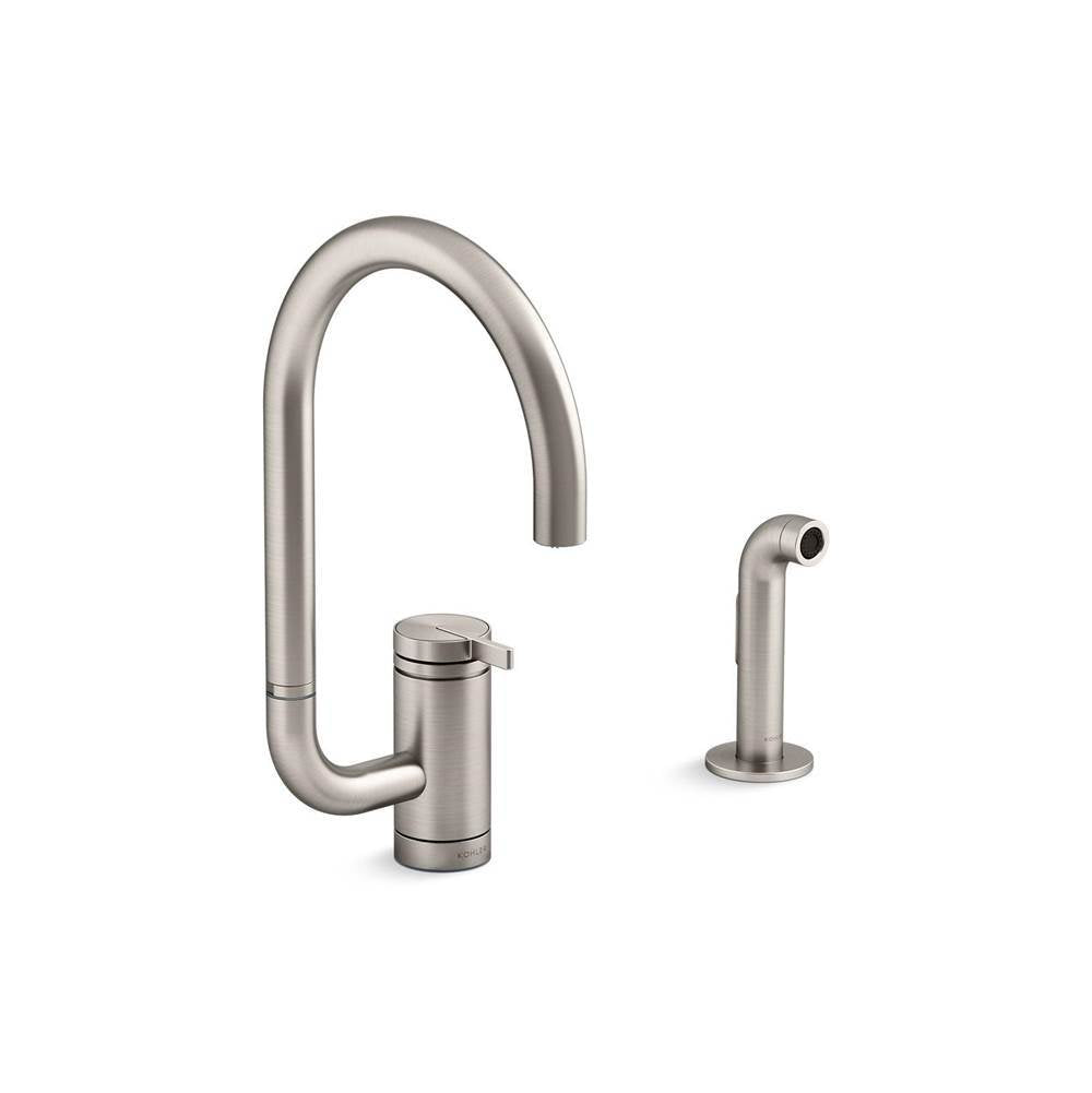 Kohler - Components Single-handle kitchen sink faucet with two-function extended-reach spout and side sprayer - Vibrant Stainless