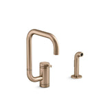 Kohler - Components Single-handle kitchen sink faucet with two-function extended-reach spout and side sprayer - Vibrant Brushed Bronze