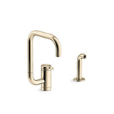 Kohler - Components Single-handle kitchen sink faucet with two-function extended-reach spout and side sprayer - Vibrant French Gold