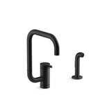 Kohler - Components Single-handle kitchen sink faucet with two-function extended-reach spout and side sprayer - Matte Black