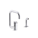 Kohler - Components Single-handle kitchen sink faucet with two-function extended-reach spout and side sprayer - Polished Chrome
