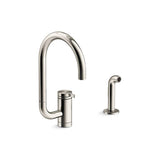 Kohler - Components Single-handle kitchen sink faucet with two-function extended-reach spout and side sprayer - Vibrant Polished Nickel