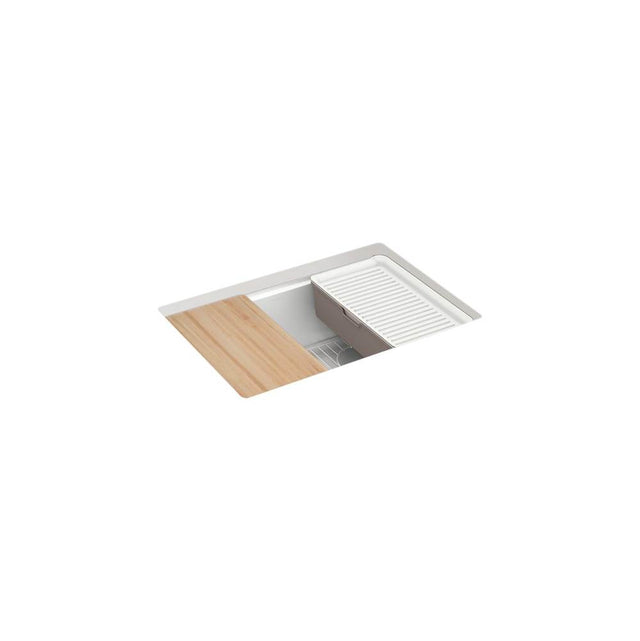 Kohler - BillingsE 27'' undermount single-bowl workstation kitchen sink - Matte White