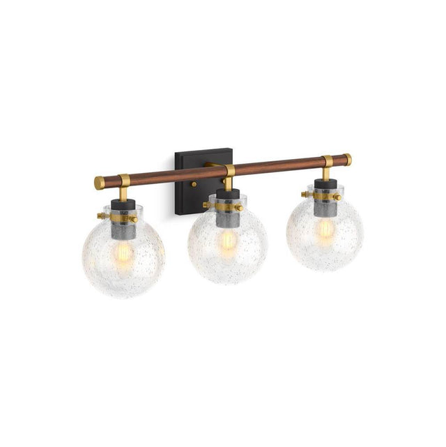 Kohler - Holt Three-light sconce - Matte Black with Brushed Moderne Brass