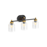 Kohler - Tannage Three-light sconce - Matte Black with Brushed Moderne Brass