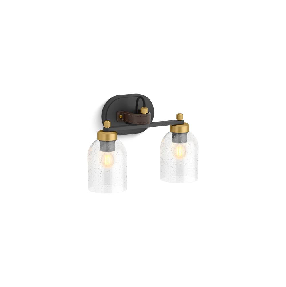 Kohler - Tannage Two-light sconce - Matte Black with Brushed Moderne Brass