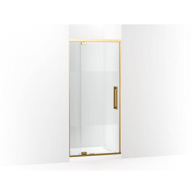 Kohler - PremiseE 76'' H Pivot Shower Door With 5/16''-Thick Glass - Vibrant Brushed Moderne Brass