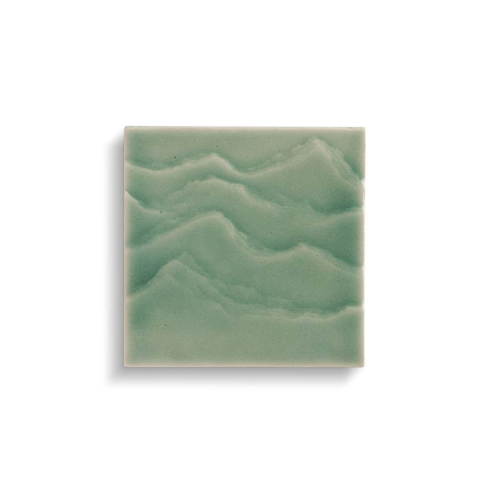 Kohler - LandshapesE by Daniel Arsham 4'' x 4'' Feature Tile produced by the KOHLER WasteLAB - Dark Celadon