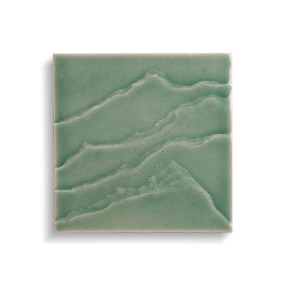 Kohler - LandshapesE by Daniel Arsham 6'' x 6'' feature tile produced by the KOHLER WasteLAB - Dark Celadon