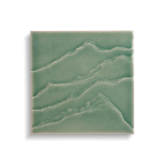 Kohler - LandshapesE by Daniel Arsham 6'' x 6'' feature tile produced by the KOHLER WasteLAB - Dark Celadon