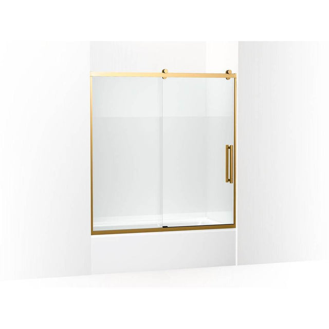 Kohler - PremiseE 61-3/4'' H Sliding Bath Door With 5/16''-Thick Glass - Vibrant Brushed Moderne Brass