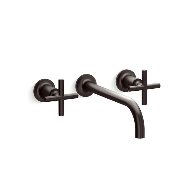 Kohler - Purist Wall-Mount Bathroom Sink Faucet Trim With Cross Handles 1.2 GPM - Brushed Graphite