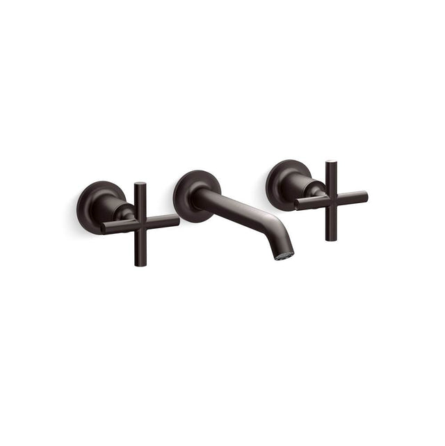 Kohler - Purist Wall-Mount Bathroom Sink Faucet Trim With Cross Handles 1.2 GPM - Brushed Graphite