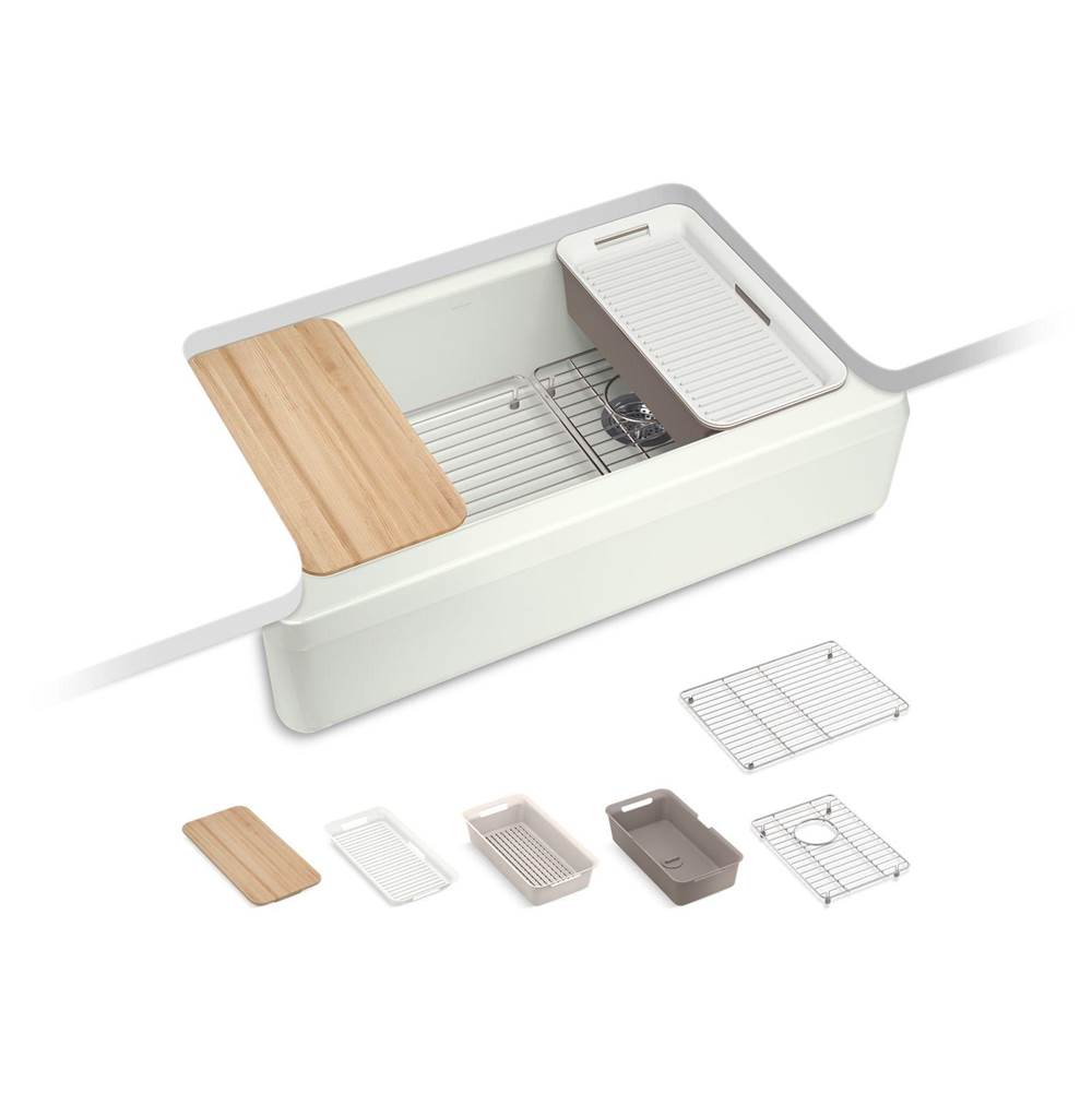 Riverby 35-3/4'' undermount single-bowl farmhouse workstation kitchen sink