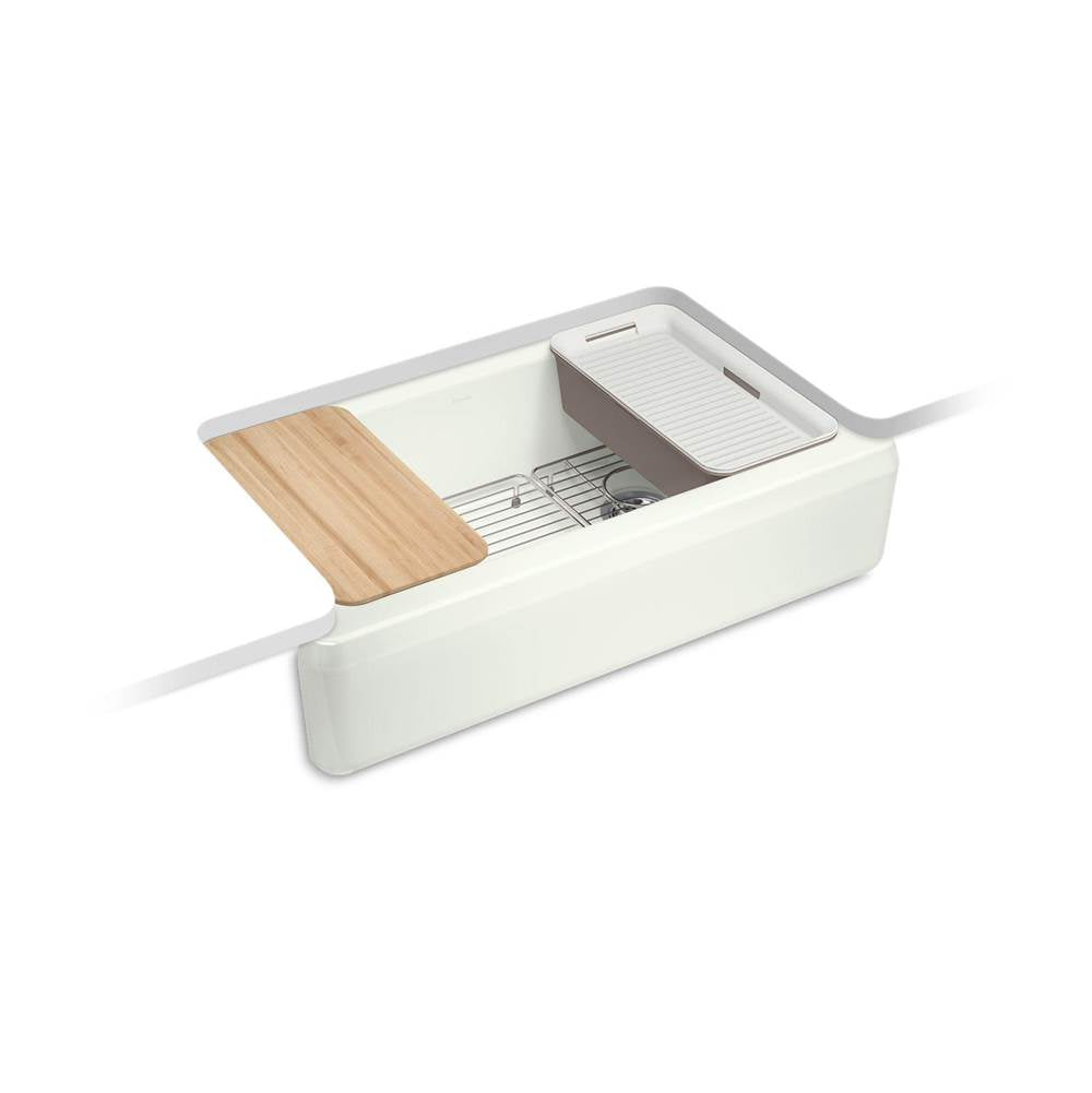 Kohler - Riverby 35-3/4'' undermount single-bowl farmhouse workstation kitchen sink - Dune