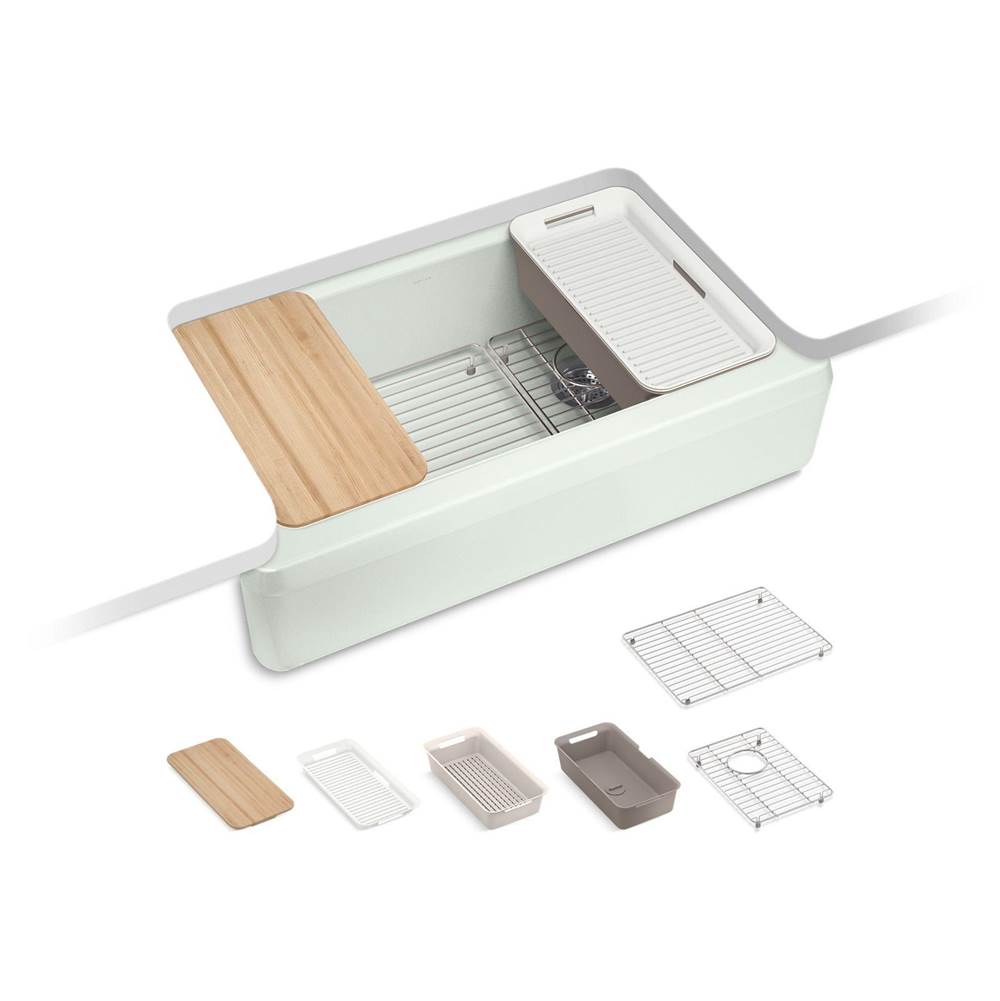Riverby 35-3/4'' undermount single-bowl farmhouse workstation kitchen sink