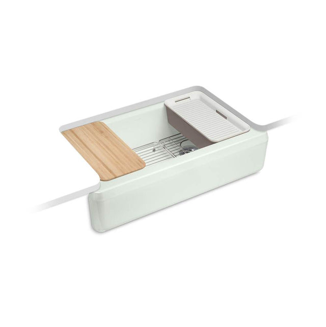 Kohler - Riverby 35-3/4'' undermount single-bowl farmhouse workstation kitchen sink - Sea Salt