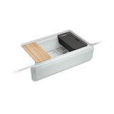Kohler - Riverby 35-3/4'' undermount single-bowl farmhouse workstation kitchen sink - Ice Grey