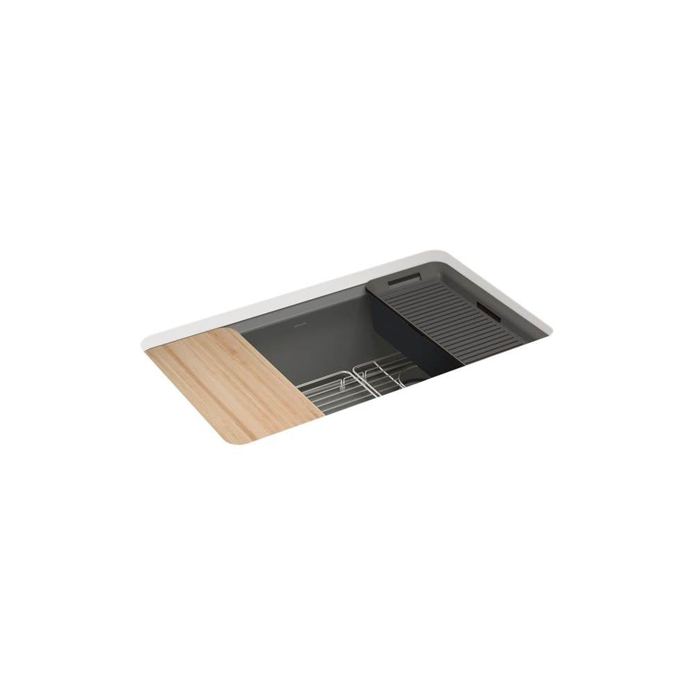 Kohler - Riverby 33'' undermount single-bowl workstation kitchen sink - Thunder Grey