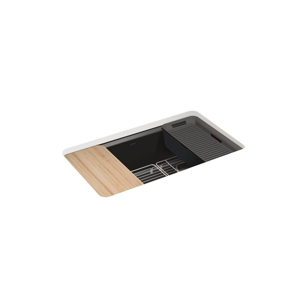 Kohler - Riverby 33'' undermount single-bowl workstation kitchen sink - Black
