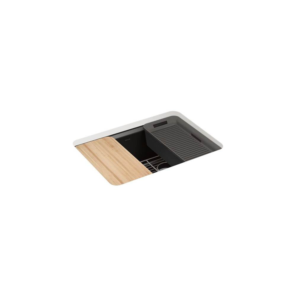 Kohler - Riverby 27'' undermount single-bowl workstation kitchen sink - Black
