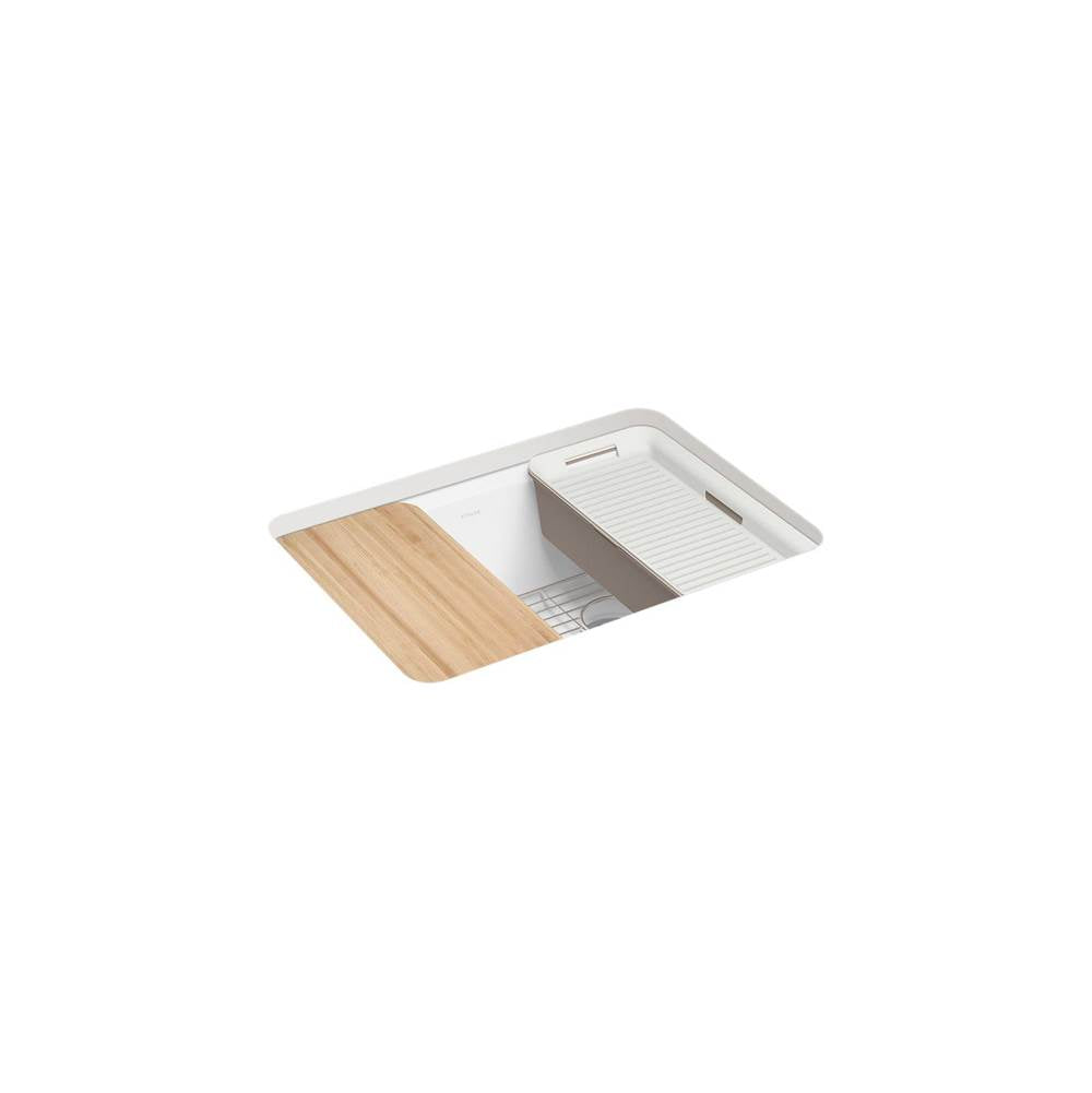 Kohler - Riverby 27 in. Undermount Single-Bowl Workstation Kitchen Sink - White