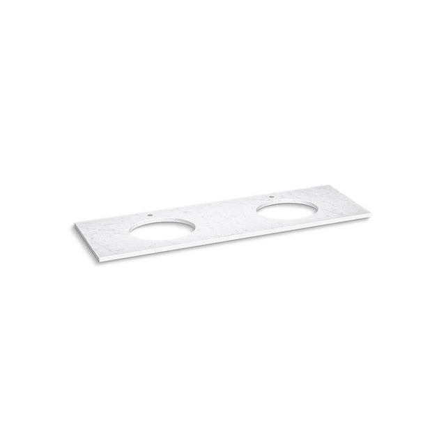 Kohler - Silestone 73'' quartz vanity top with two oval cutouts - Eternal Statuario