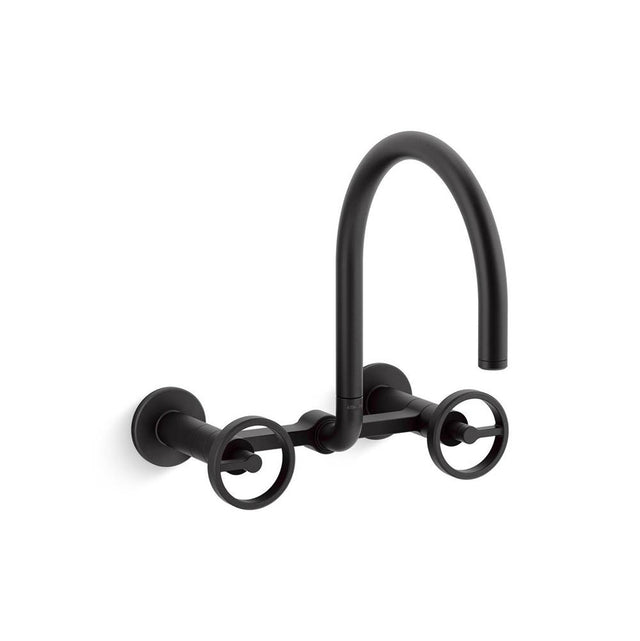 Kohler - BilletE Two-hole wall-mount bridge kitchen sink faucet - Matte Black