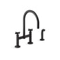 Kohler - BilletE Two-hole bridge kitchen sink faucet with side sprayer - Matte Black