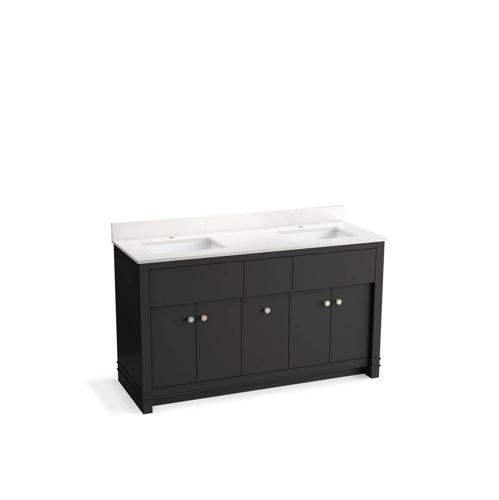 Kohler - AlouetteE 60'' bathroom vanity cabinet with sinks and quartz top - Ferrous Grey