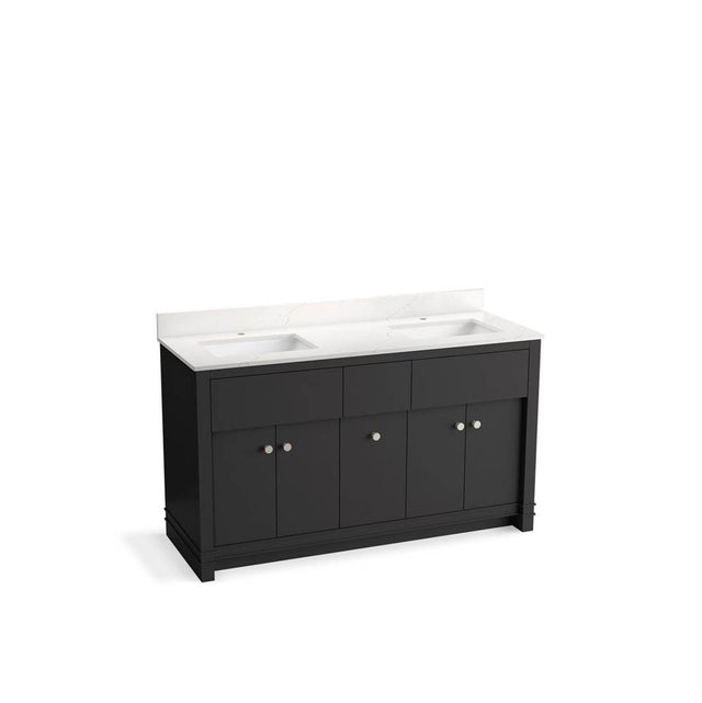 Kohler - AlouetteE 60'' bathroom vanity cabinet with sinks and quartz top - Ferrous Grey