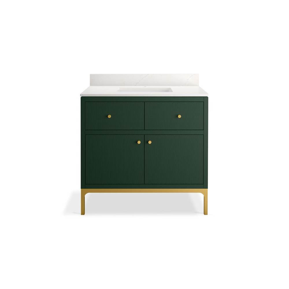 CalpaE 36'' bathroom vanity cabinet with sink and quartz top