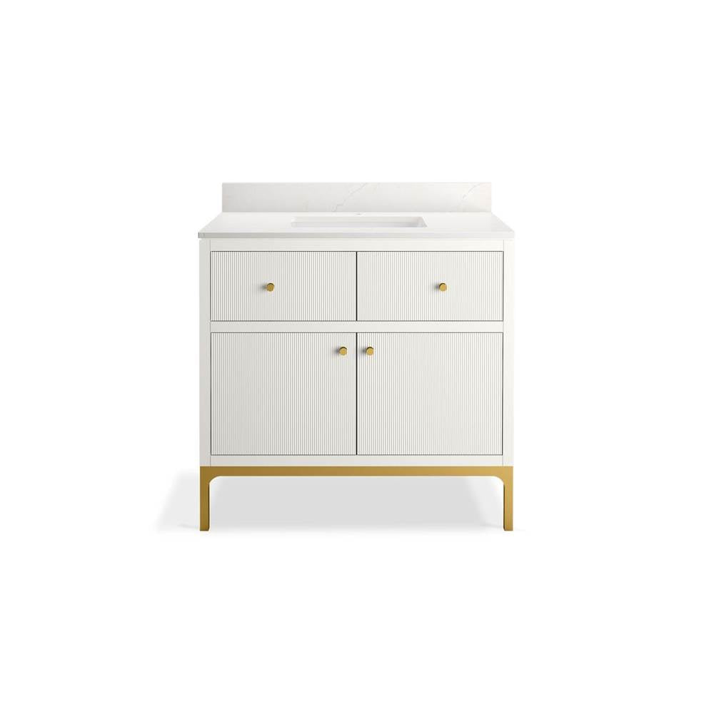 CalpaE 36'' bathroom vanity cabinet with sink and quartz top