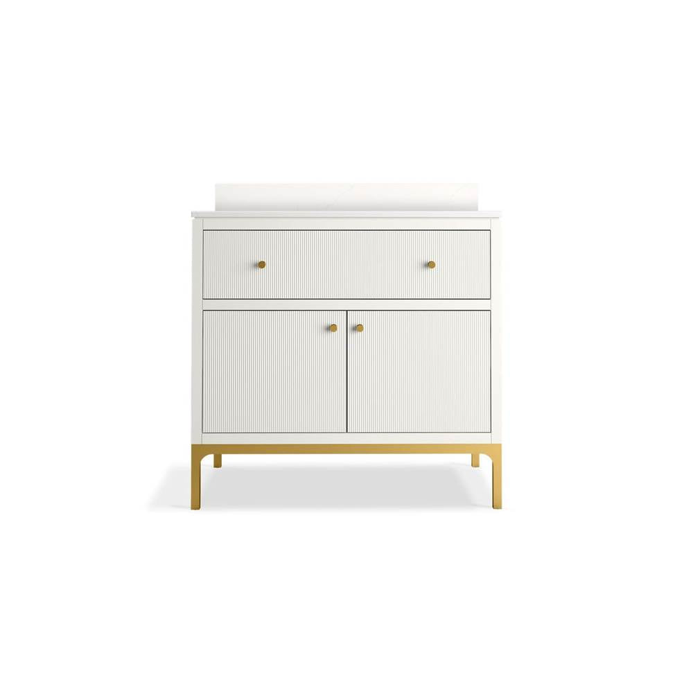 CalpaE 36'' bathroom vanity cabinet with sink and quartz top