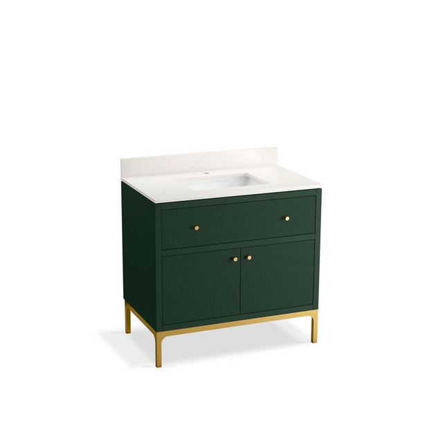 Kohler - CalpaE 36'' bathroom vanity cabinet with sink and quartz top - Emerald Green
