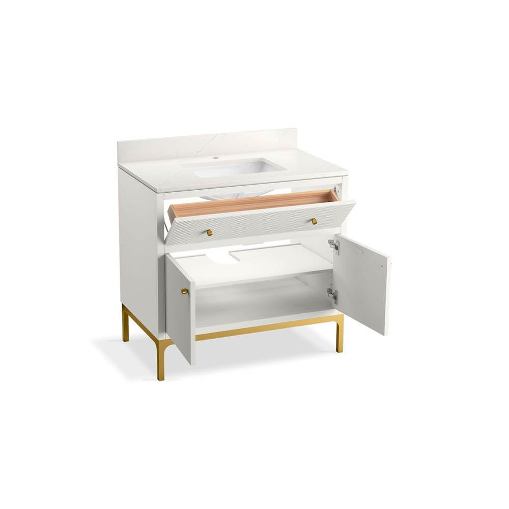 CalpaE 36'' bathroom vanity cabinet with sink and quartz top