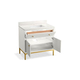 CalpaE 36'' bathroom vanity cabinet with sink and quartz top