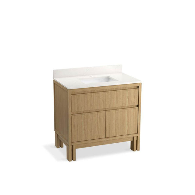 Kohler - SoliveE 36'' bathroom vanity cabinet with sink and quartz top - Light Oak