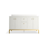 CalpaE 60'' bathroom vanity cabinet with sinks and quartz top