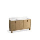 Kohler - SoliveE 60'' bathroom vanity cabinet with sinks and quartz top - Light Oak