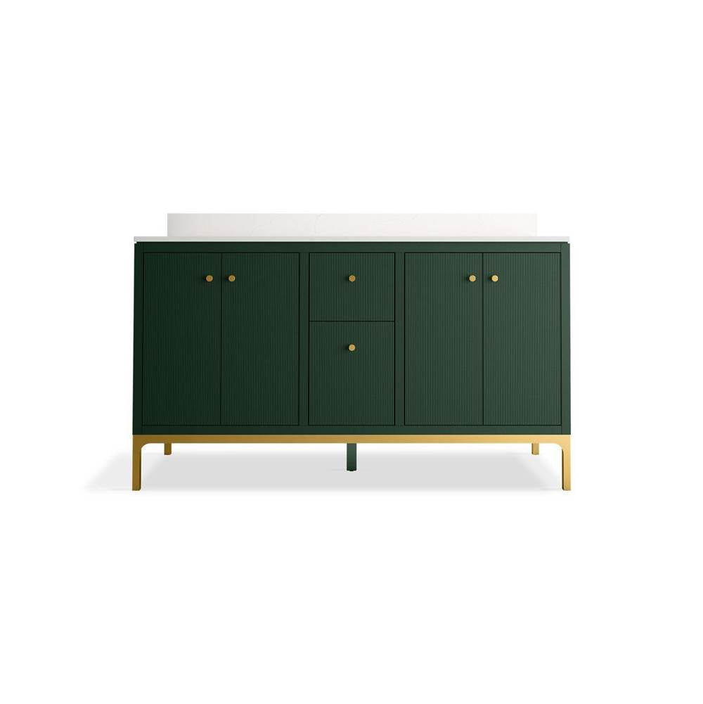 CalpaE 60'' bathroom vanity cabinet with sinks and quartz top