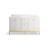 CalpaE 60'' bathroom vanity cabinet with sinks and quartz top