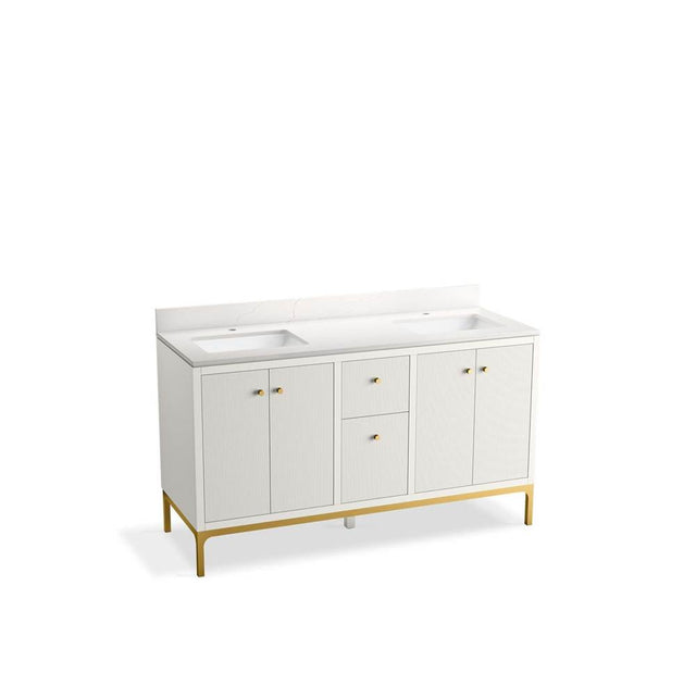 Kohler - CalpaE 60'' bathroom vanity cabinet with sinks and quartz top - White