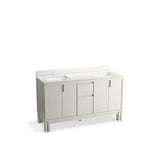 Kohler - SoliveE 60'' bathroom vanity cabinet with sinks and quartz top - Gossamer White