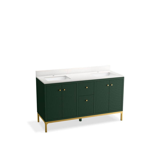 Kohler - CalpaE 60'' bathroom vanity cabinet with sinks and quartz top - Emerald Green