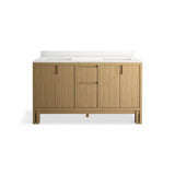 SoliveE 60'' bathroom vanity cabinet with sinks and quartz top
